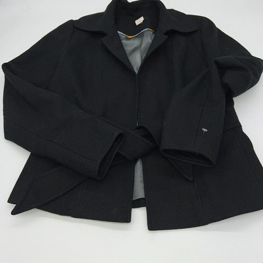 J Crew Jacket Womens 4 Black Belt Tie Robert Noble Scotland Wool